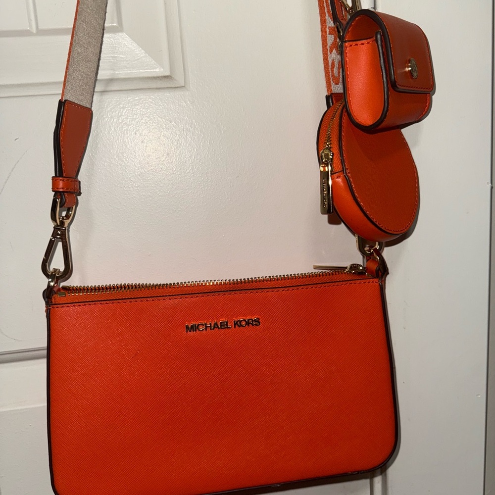 Jet Set Saffiano Leather Crossbody Bag with Case for Apple Airpods Pro